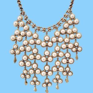 Stella & Dot Dahlia Pearl Bib Statement Necklace